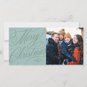 Cartes Pour Fêtes Annuelles Joyeux Noël élégant photo vert bleu