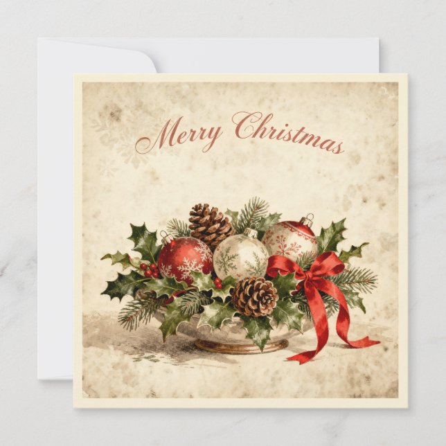 Cartes Pour Fêtes Annuelles Joyeux Noël Élégant Rustique Simple Typographie (Devant)