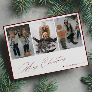 Cartes Pour Fêtes Annuelles Joyeux Noël élégant script 3 photo collage