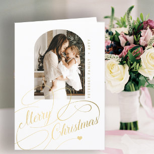 Cartes Pour Fêtes Annuelles Joyeux Noël élégant script photo de famille