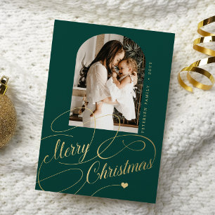 Cartes Pour Fêtes Annuelles Joyeux Noël élégant script photo de famille