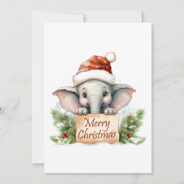 Cartes Pour Fêtes Annuelles Joyeux Noël éléphant (Devant)