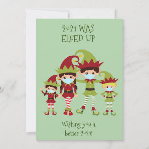 Cartes Pour Fêtes Annuelles Joyeux Noël Elfed Up Family Face Masque