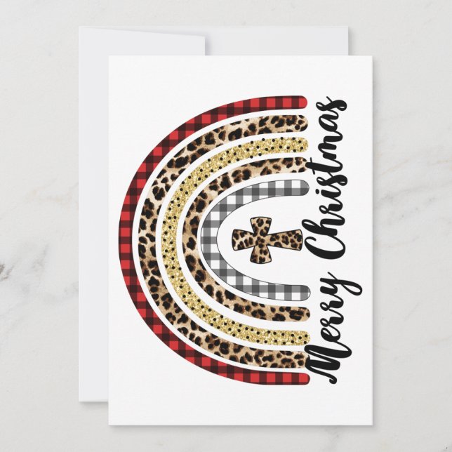 Cartes Pour Fêtes Annuelles Joyeux Noël Empreinte de léopard Cross (Devant)