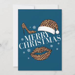 Cartes Pour Fêtes Annuelles Joyeux Noël empreinte de léopard femmes