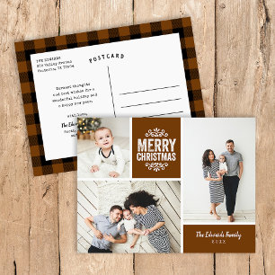 Cartes Pour Fêtes Annuelles Joyeux Noël en cuivre rustique 3 Collage photo