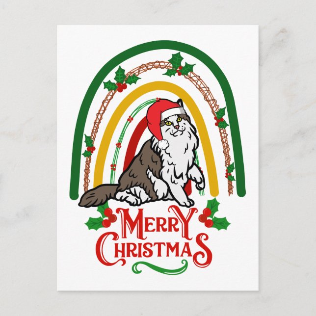 Cartes Pour Fêtes Annuelles Joyeux Noël en féline norvégienne (Devant)