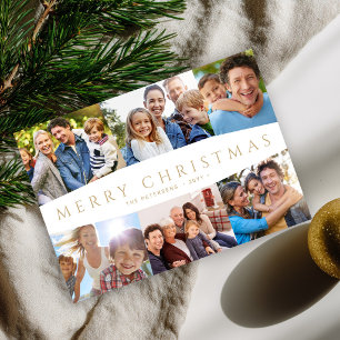 Cartes Pour Fêtes Annuelles Joyeux Noël en or 6 collage de photos Noël