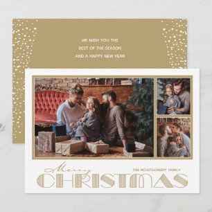 Cartes Pour Fêtes Annuelles Joyeux Noël en or photo multiple