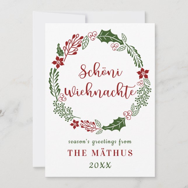 Cartes Pour Fêtes Annuelles Joyeux Noël en suisse allemand, personnalisable (Devant)