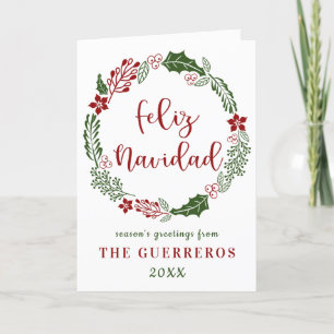 Cartes Pour Fêtes Annuelles Joyeux Noël espagnol, Feliz Navidad, Custom