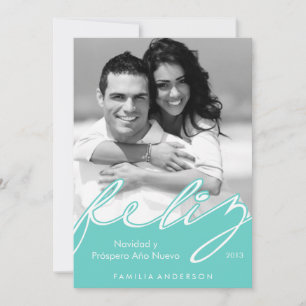 Cartes Pour Fêtes Annuelles Joyeux Noël espagnol Joyeuses Fêtes {aqua}