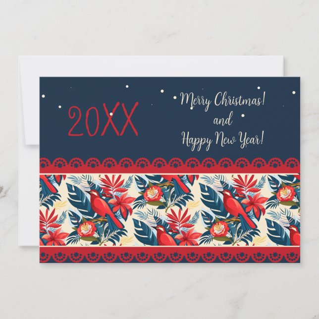 Cartes Pour Fêtes Annuelles Joyeux Noël et Bonne Année ! 20XX Oiseau bleu (Devant)