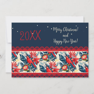 Cartes Pour Fêtes Annuelles Joyeux Noël et Bonne Année ! 20XX Oiseau bleu
