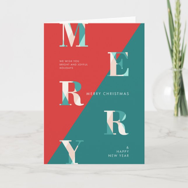 Cartes Pour Fêtes Annuelles Joyeux Noël et Bonne Année Géométrique moderne (Devant)