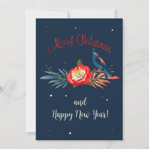 Cartes Pour Fêtes Annuelles Joyeux Noël et Bonne Année ! Oiseau bleu 2025