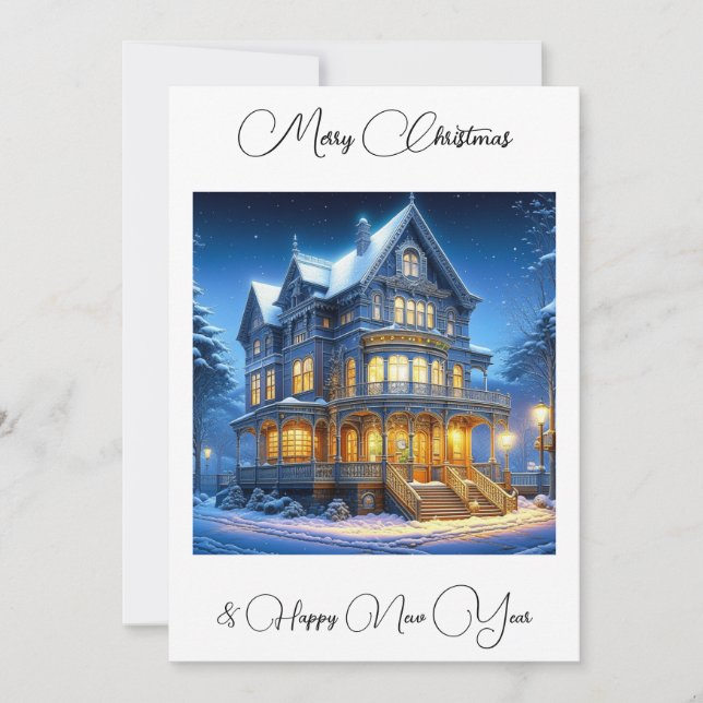Cartes Pour Fêtes Annuelles Joyeux Noël et Bonne Année Personnalisée (Devant)