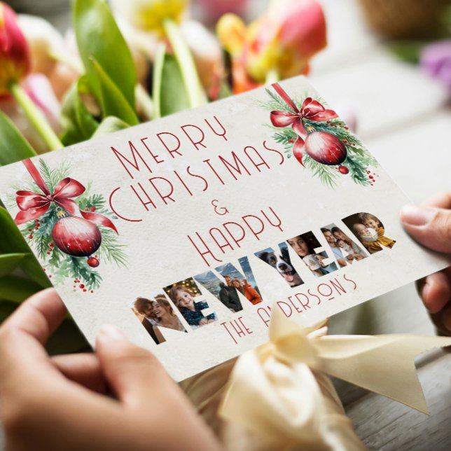 Cartes Pour Fêtes Annuelles Joyeux Noël Et Bonne Année Photo Collage (Créateur téléchargé)