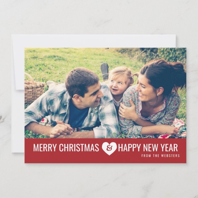 Cartes Pour Fêtes Annuelles Joyeux Noël et Bonne année Photo Greeting (Devant)