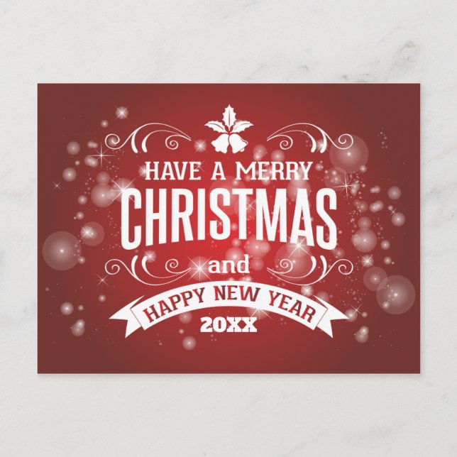 Cartes Pour Fêtes Annuelles Joyeux Noël et Bonne Année Souhait personnalisé (Devant)