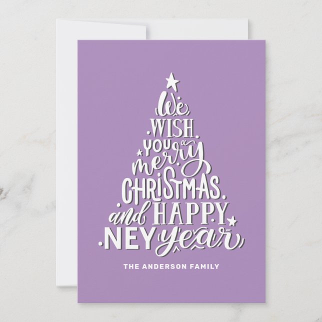 Cartes Pour Fêtes Annuelles Joyeux Noël et Bonne Année. Violet (Devant)