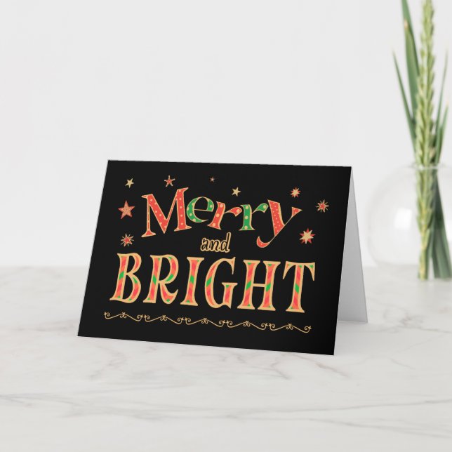 Cartes Pour Fêtes Annuelles Joyeux Noël et design texte clair (Devant)