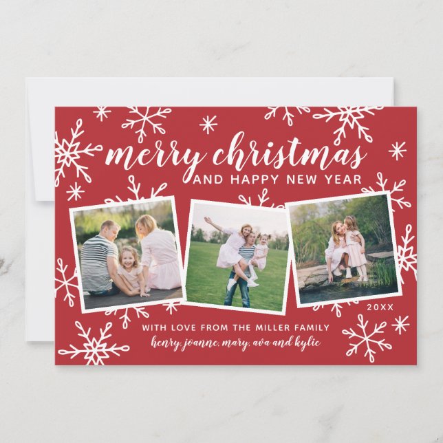 Cartes Pour Fêtes Annuelles Joyeux Noël et Joyeux Nouvel An Snapshots neige (Devant)