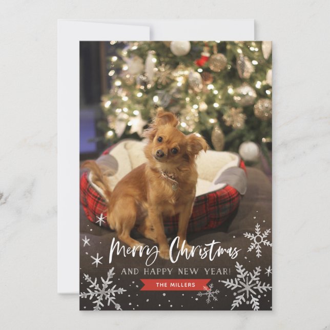 Cartes Pour Fêtes Annuelles Joyeux Noël et Joyeux Snowflakes du Nouvel An (Devant)