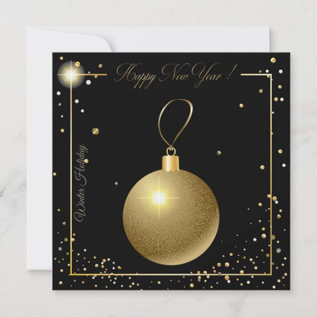 Cartes Pour Fêtes Annuelles Joyeux Noël et Nouvel An ! 20XX Gold Luxury (Devant)