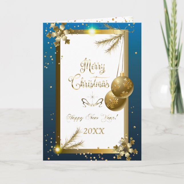 Cartes Pour Fêtes Annuelles Joyeux Noël et Nouvel An ! 20XX Gold Luxury (Devant)