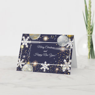 Cartes Pour Fêtes Annuelles Joyeux Noël et Nouvel An ! 20XX Silver Luxury