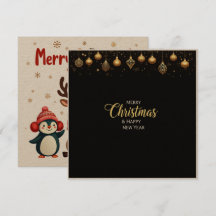 Joyeux Noël et Nouvel An élégant noir et or