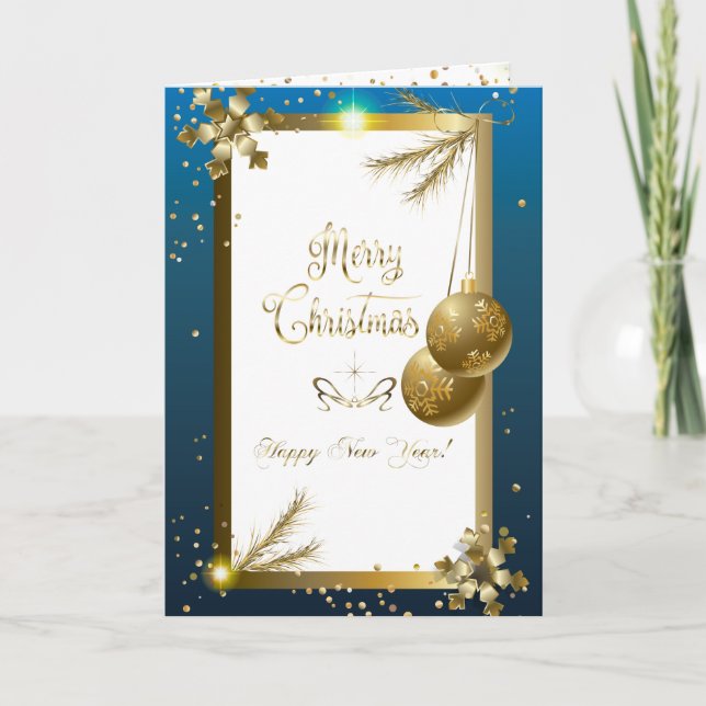 Cartes Pour Fêtes Annuelles Joyeux Noël et Nouvel An ! Luxe Or 2023 (Devant)