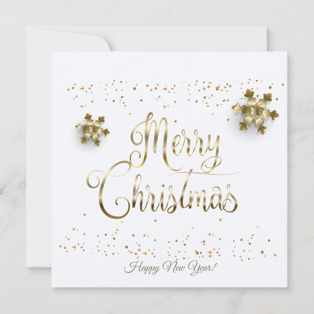 Cartes Pour Fêtes Annuelles Joyeux Noël et Nouvel An ! Snowflakes Gold 2025 (Devant)