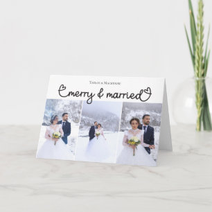 Cartes Pour Fêtes Annuelles Joyeux Noël et Photo de Mariés Bonnes Fêtes