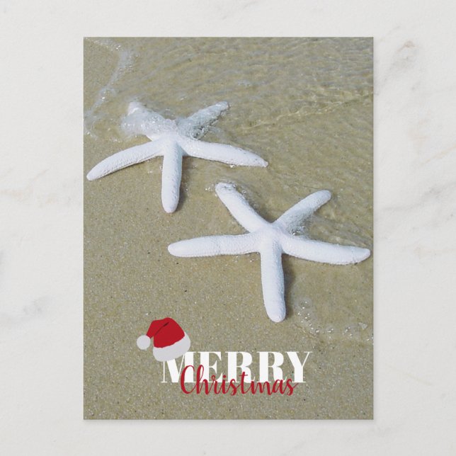 Cartes Pour Fêtes Annuelles Joyeux Noël Été Starfish Beach Noël (Devant)