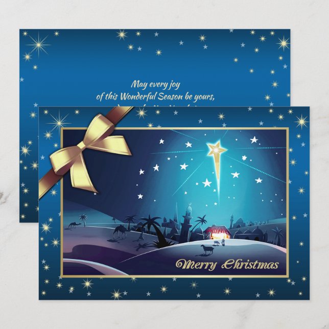 Cartes Pour Fêtes Annuelles Joyeux Noël. Étoile de Bethléem (Devant / Derrière)