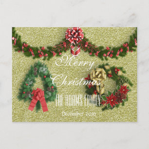 Cartes Pour Fêtes Annuelles Joyeux Noël Famille Décembre 2016 Wreath Gold