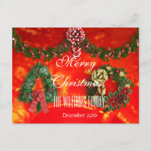 Cartes Pour Fêtes Annuelles Joyeux Noël Famille Décembre 2016 Wreath Red