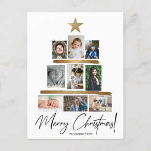 Cartes Pour Fêtes Annuelles Joyeux Noël Famille Photo Collage Arbre Vacances