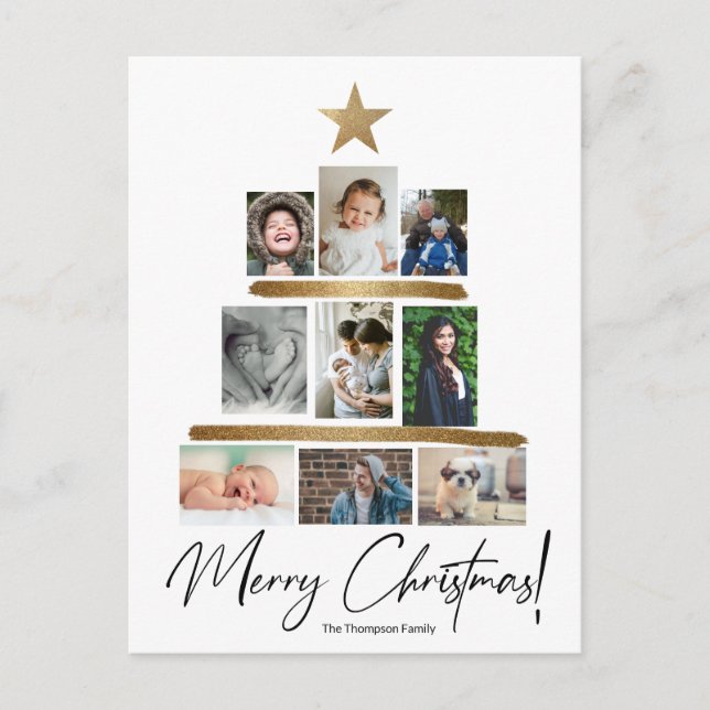 Cartes Pour Fêtes Annuelles Joyeux Noël Famille Photo Collage Arbre Vacances (Devant)