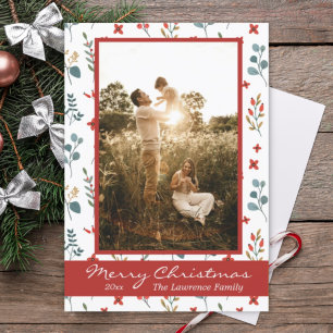 Cartes Pour Fêtes Annuelles Joyeux Noël Famille Photo Eucalyptus Berries