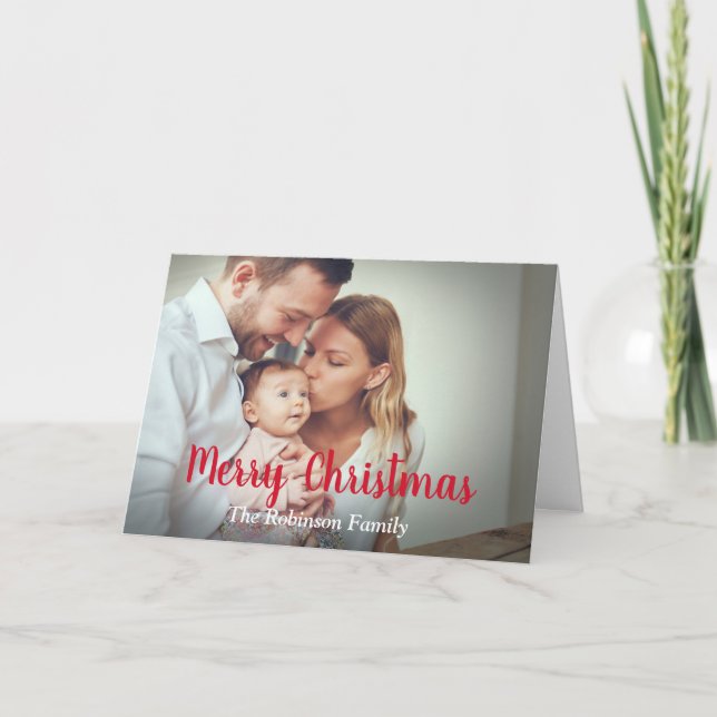 Cartes Pour Fêtes Annuelles Joyeux Noël Famille Photo Moderne Personnalisé (Devant)