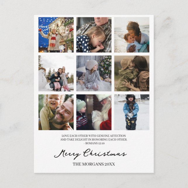 Cartes Pour Fêtes Annuelles Joyeux Noël Famille Photos et Ecritures (Devant)