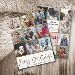 Cartes Pour Fêtes Annuelles Joyeux Noël fausse or Multi Photo