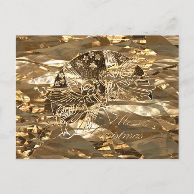 Cartes Pour Fêtes Annuelles Joyeux Noël Faux Gold Foil Angels Élégant (Devant)