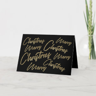 Cartes Pour Fêtes Annuelles Joyeux Noël Faux Gold Foil et Black