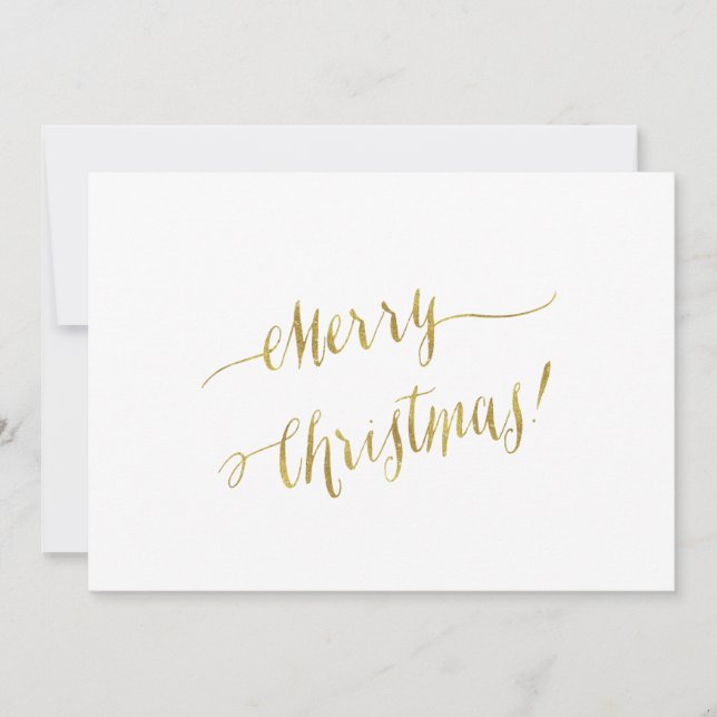 Cartes Pour Fêtes Annuelles Joyeux Noël Faux Gold Foil Lettrage Script (Devant)
