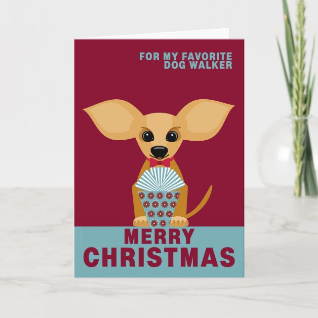Cartes Pour Fêtes Annuelles Joyeux Noël Favori chien Walker Chihuahua (Devant)