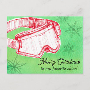 Cartes Pour Fêtes Annuelles Joyeux Noël Favori Skier lunettes Vert